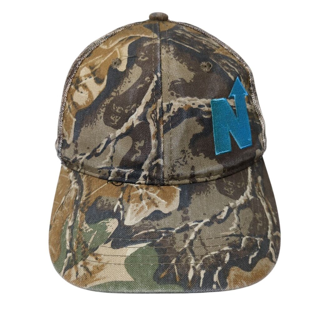 N Strapback Trucker Hat Camouflage OS Adjustable Embroidered Mesh Outdoor Cap